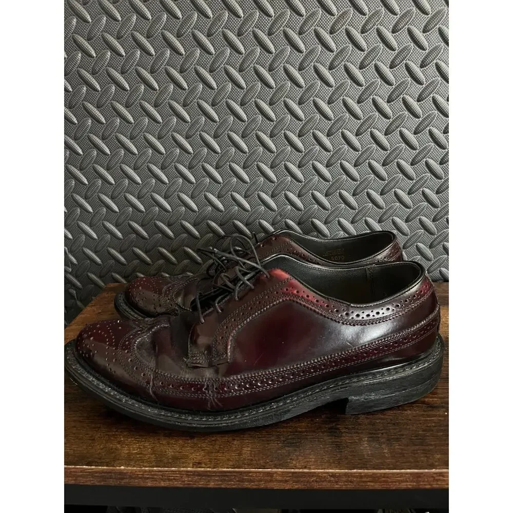 Vtg Florsheim Imperial Kenmoor Burgundy Longwing Brogue Dress Shoes Mens 10.5